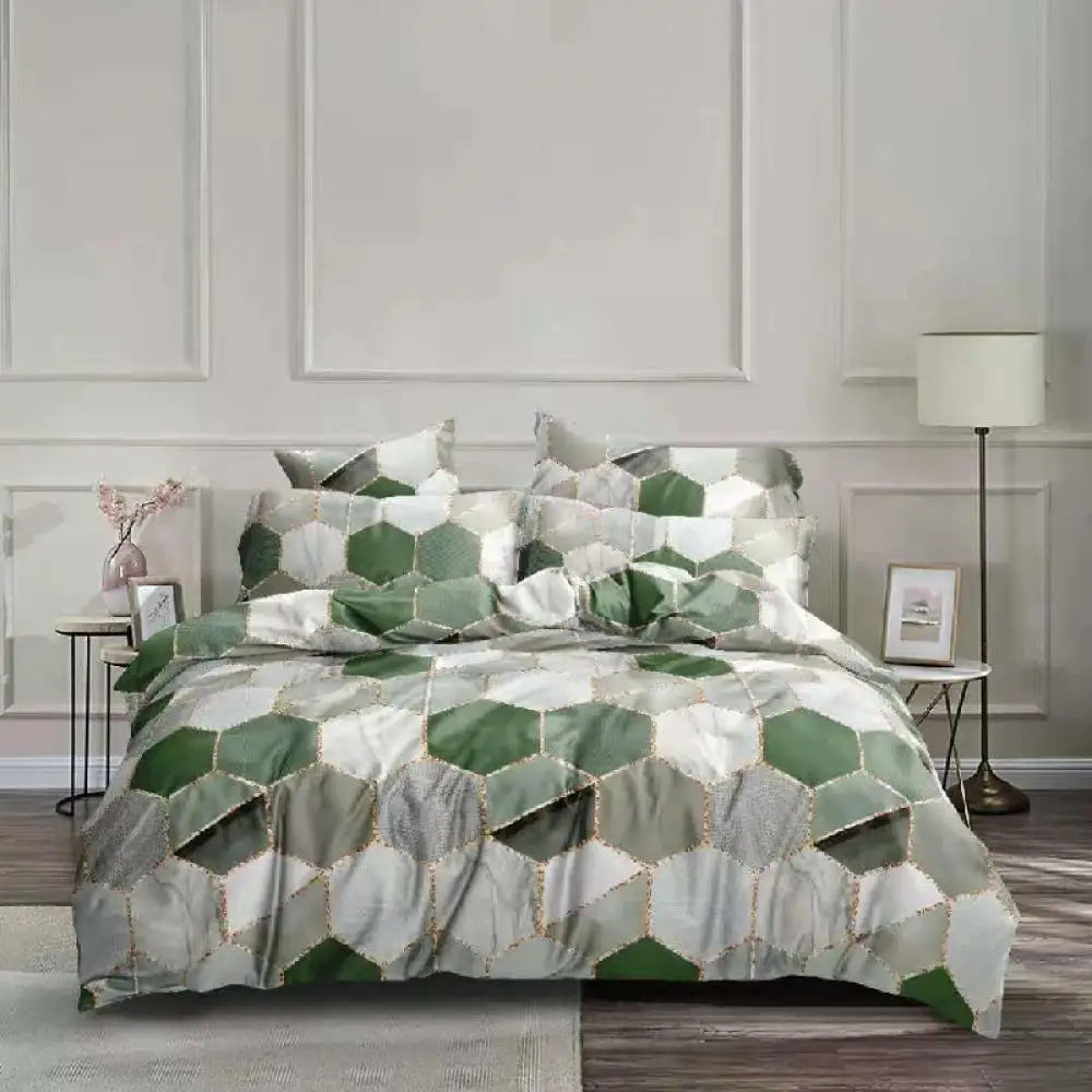 Afralia™ Honeycomb Marble Patterned Bedding Set, Luxurious Duvet Cover with Pillowcase