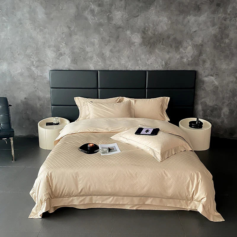 Afralia™ Satin Jacquard Bedding Set, Luxury Purple Flowers, Duvet Cover, Bed Sheet