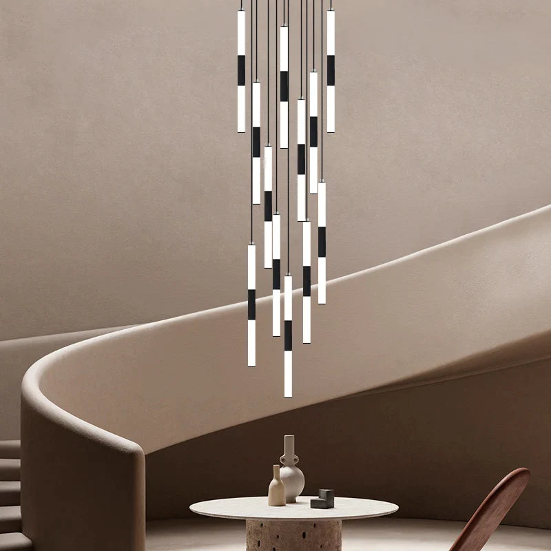 Afralia™ Rotating Staircase Chandelier LED Modern Hanging Duplex Floor Chandelier