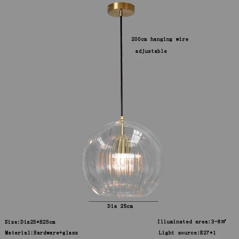 Afralia™ Clear Glass Ball Pendant Light Chandelier for Living Room Dining Room Home Decor