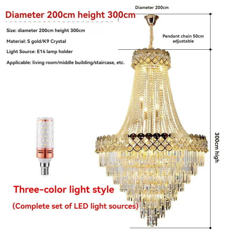 Afralia™ Crystal Chandelier: Luxury Villa Living Room Hotel Lobby Ceiling Light Fixtures