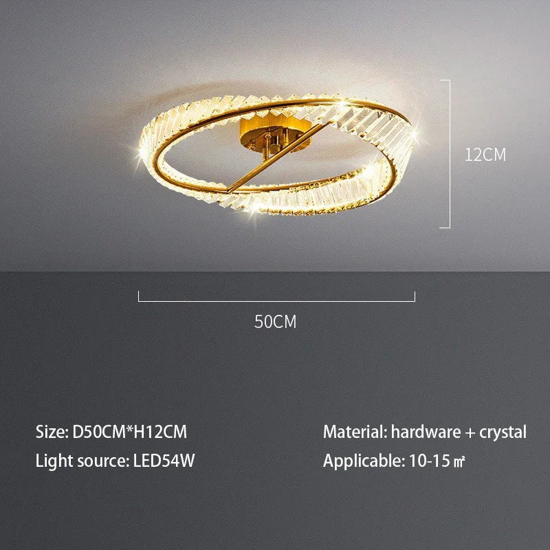Afralia™ Crystal Rings LED Ceiling Light: Modern Dimmable Gold Lustre for Indoor Home Decor
