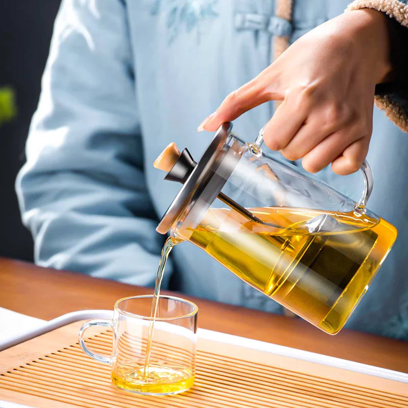 Afralia™ Glass Tea Set with High Temperature Boiling Filter, Chinese Kung Fu Style