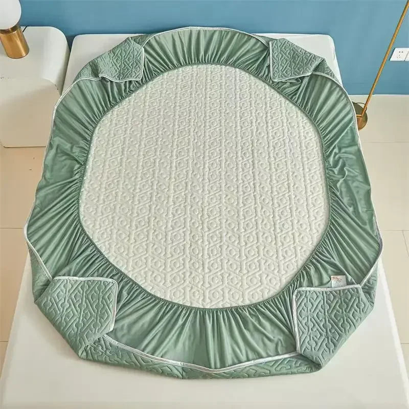 Afralia™ Ice Silky Latex Fitted Sheet Set - Soft Breathable Solid Color Mat