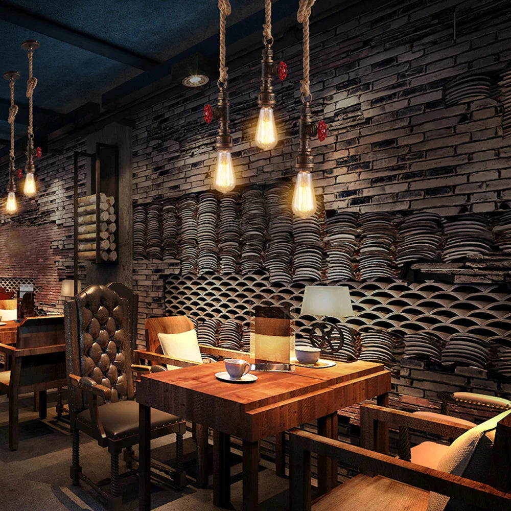 Afralia™ Iron Pipe Pendant Lamp Retro Loft Hanging Light