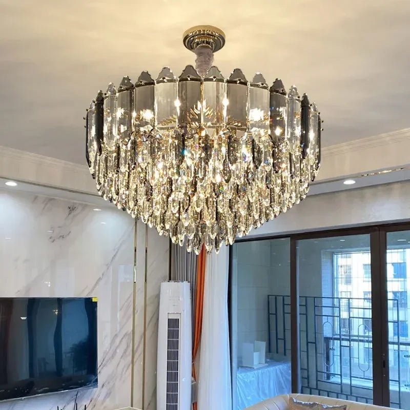 Afralia™ Crystal Chandelier: Modern Luxury LED Lighting for Living Room, Kitchen, and Dining Area
