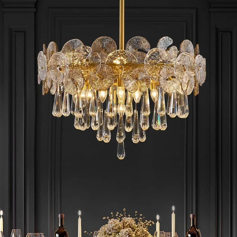Afralia™ Lotus Crystal Chandelier: Modern Luxury Lighting for Home, Restaurant, Hotel