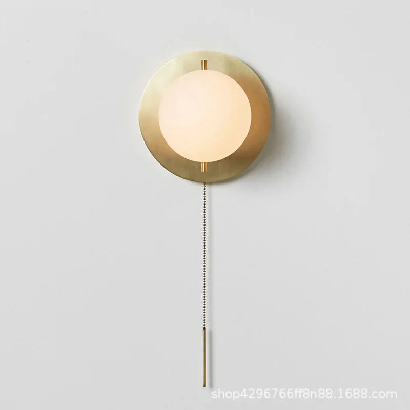 Afralia™ Round Glass Wall Light for Living Room Bedroom Corridor Stair - Postmodern Brass Wall Lamp
