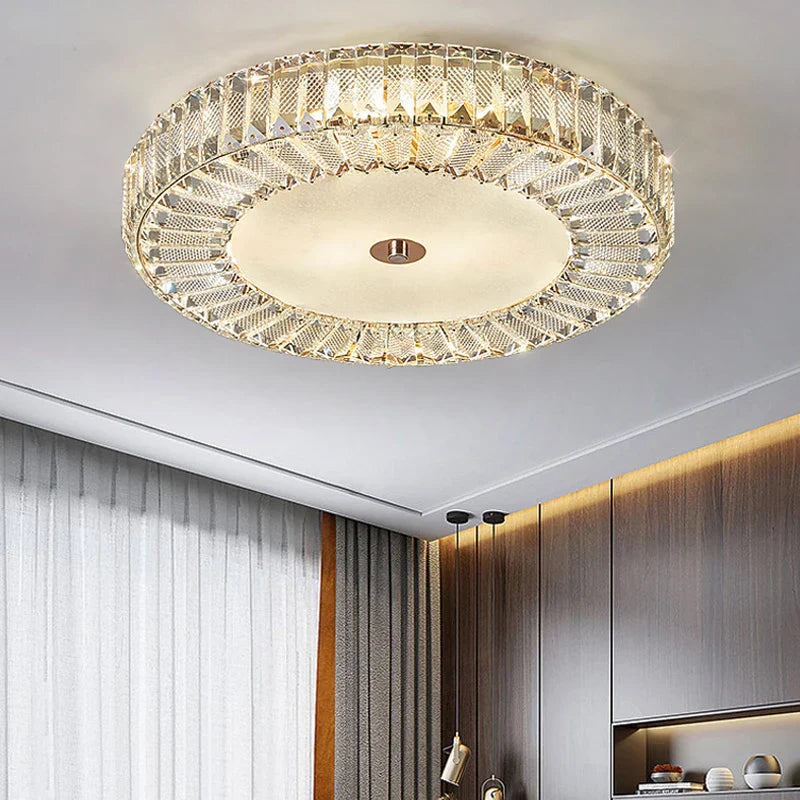 Afralia™ Crystal Round Ceiling Lamps LED Indoor Lighting Luxury Chandelier for Modern Home