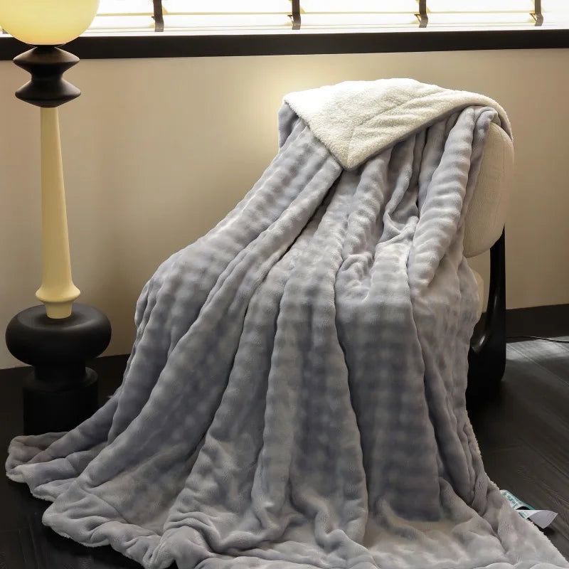 Afralia™ Flannel & Lamb Wool Blanket: Versatile, Thick for Autumn & Winter.