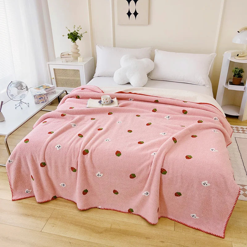 Afralia™ Flower Embroidered Lamb Wool Blanket: Versatile All Seasons Shawl & Travel Companion