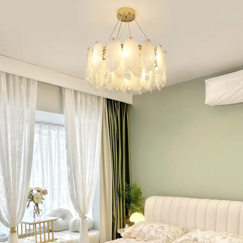 Afralia™ Cream Wind LED Chandelier for Master Bedroom, Living Room & Children's Room