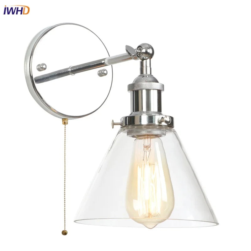 Afralia™ Vintage Industrial LED Wall Sconce Clear Glass Bathroom Lamp