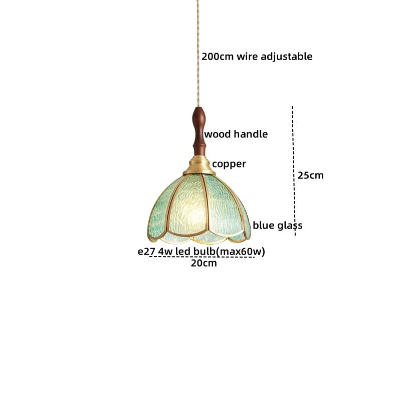 Afralia™ Pink Glass LED Pendant Lights Copper Modern Hanging Lamp Home Decor