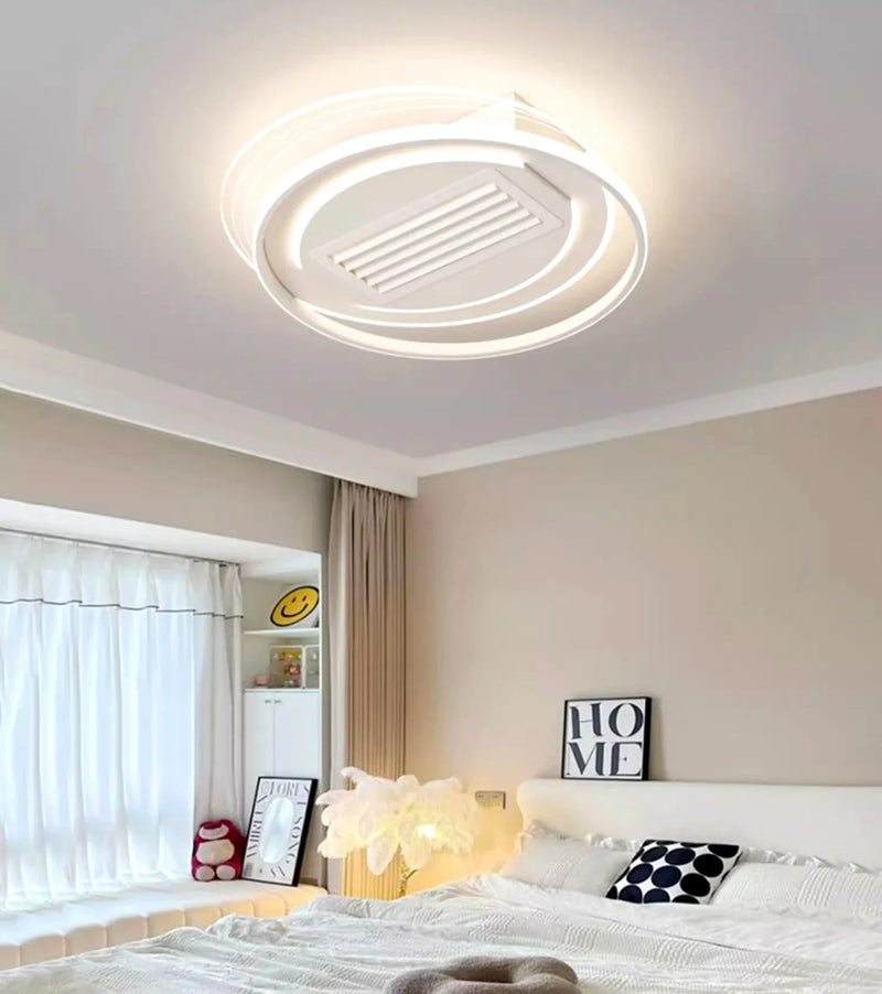 Afralia™ Kids Bedroom Ceiling Fan with Remote Control & Light - Modern Bladeless LED Fan