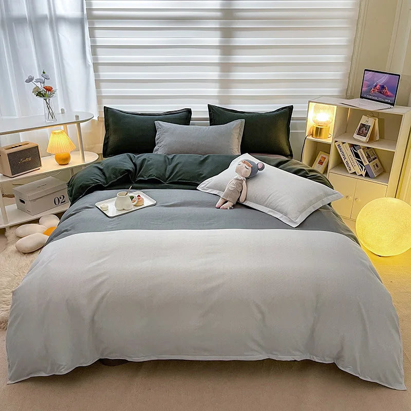 Afralia™ Blue White Blocking Print Bedding Set: Duvet Cover, Sheet, Pillowcases
