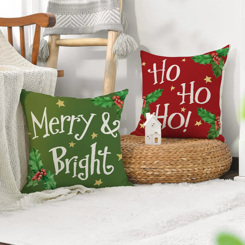 Afralia™ Christmas Linen Decorative Pillows Print Lumbar Pillow Home Decor