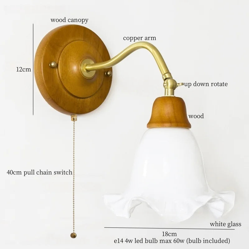 Afralia™ Glass LED Wall Lamp Vintage Style for Living Room Bedroom Loft Bathroom