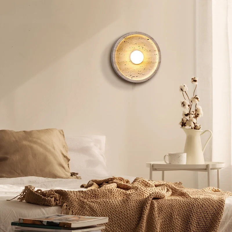 Afralia™ LED Wall Lamp Pull Chain Yellow Stone Modern Mirror Light