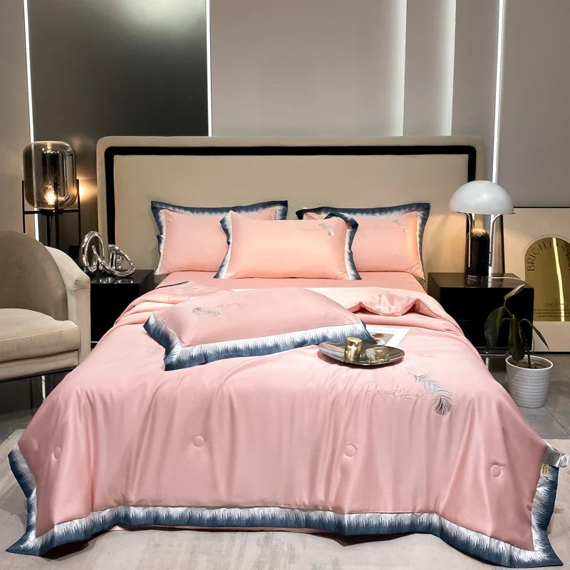 Afralia™ Feather Embroidered Comforter Set: Soft, Smooth, and Luxurious Bedding Collection