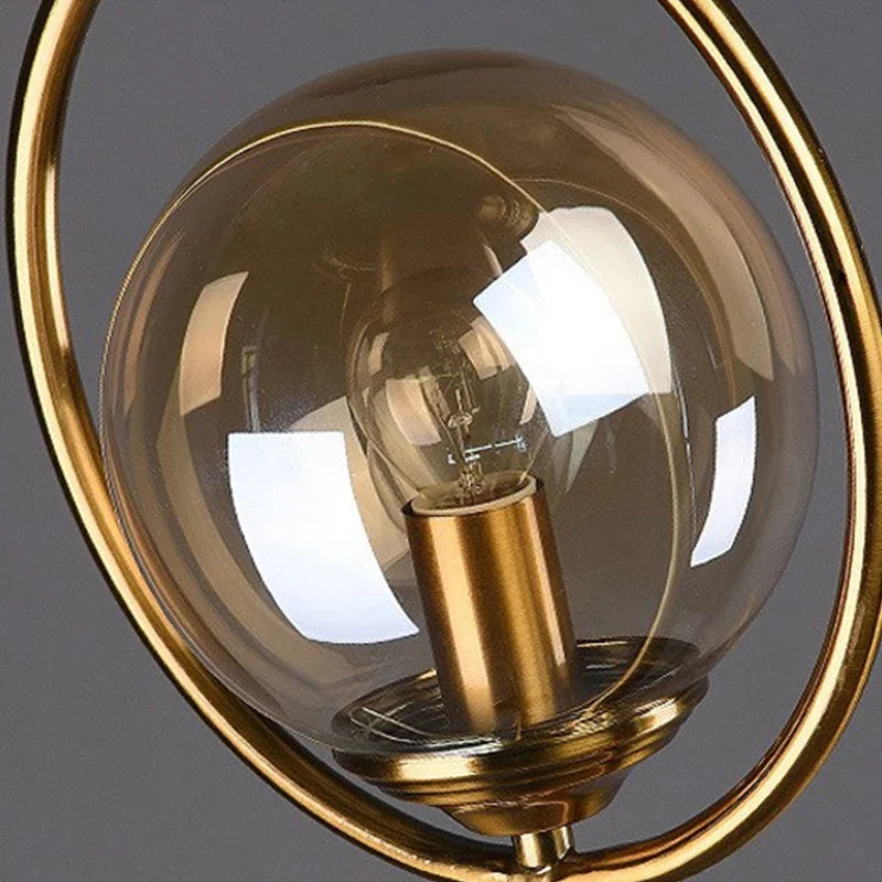 Afralia™ LED Glass Ball Brass Ring Table Lamp for Stylish Living and Bedroom Lighting