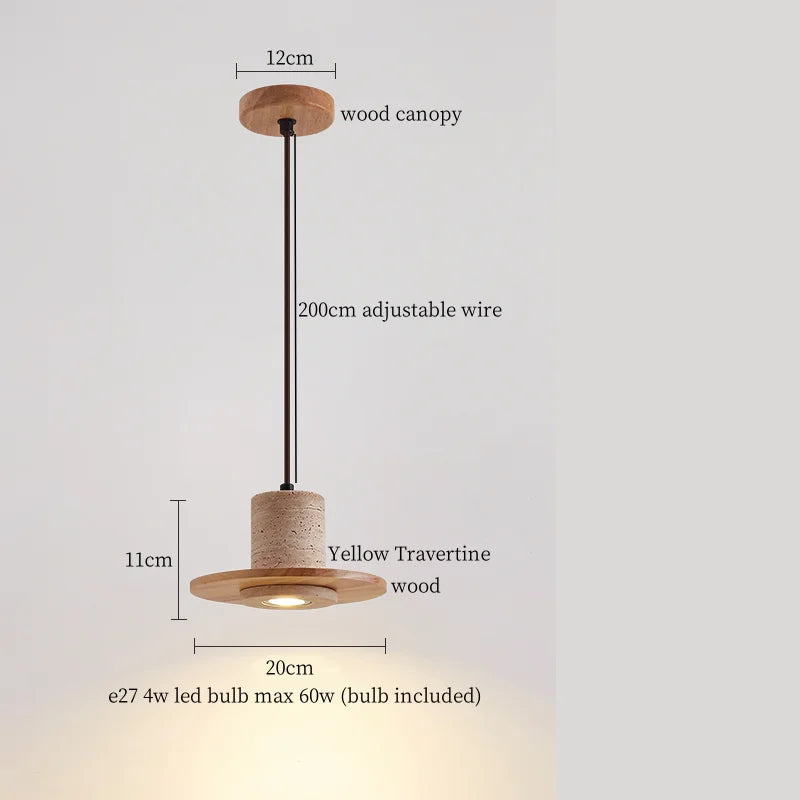 Afralia™ Yellow Travertine LED Pendant Lamps for Living Room Bedside Kitchen Decor