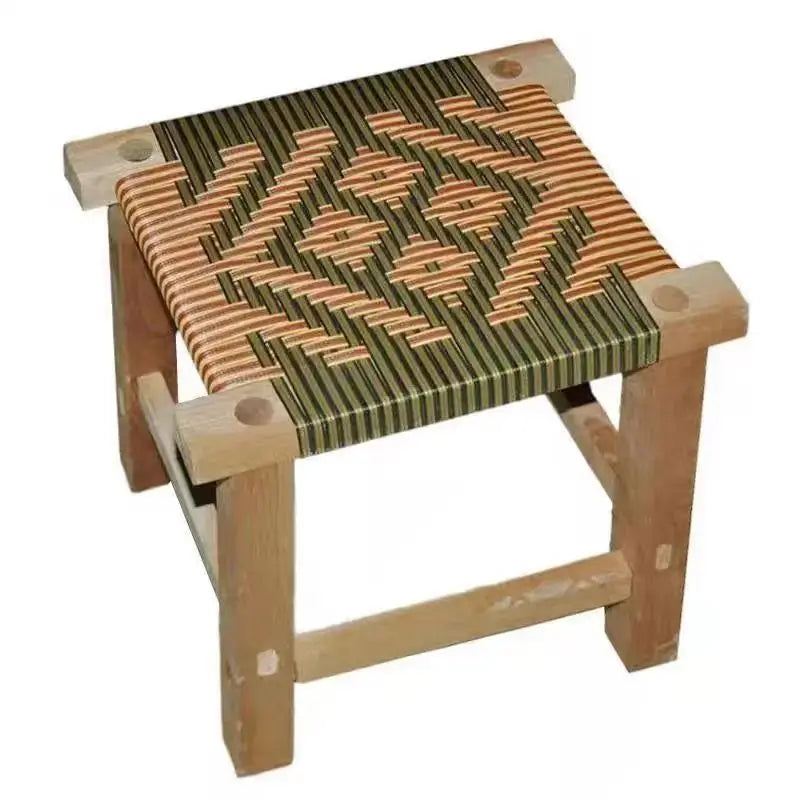 Afralia™ Rattan Solid Wood Stool: Stylish Handcrafted Square Seat for Home Tables