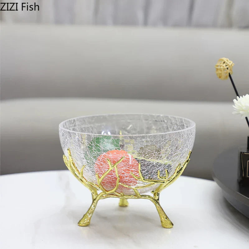Afralia™ Golden Branches Glass Bowl Set for Home Kitchen Desserts and Snacks