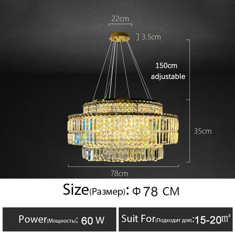 Afralia™ Crystal Chandelier: Modern Rectangle Luxury Dining Room Lighting