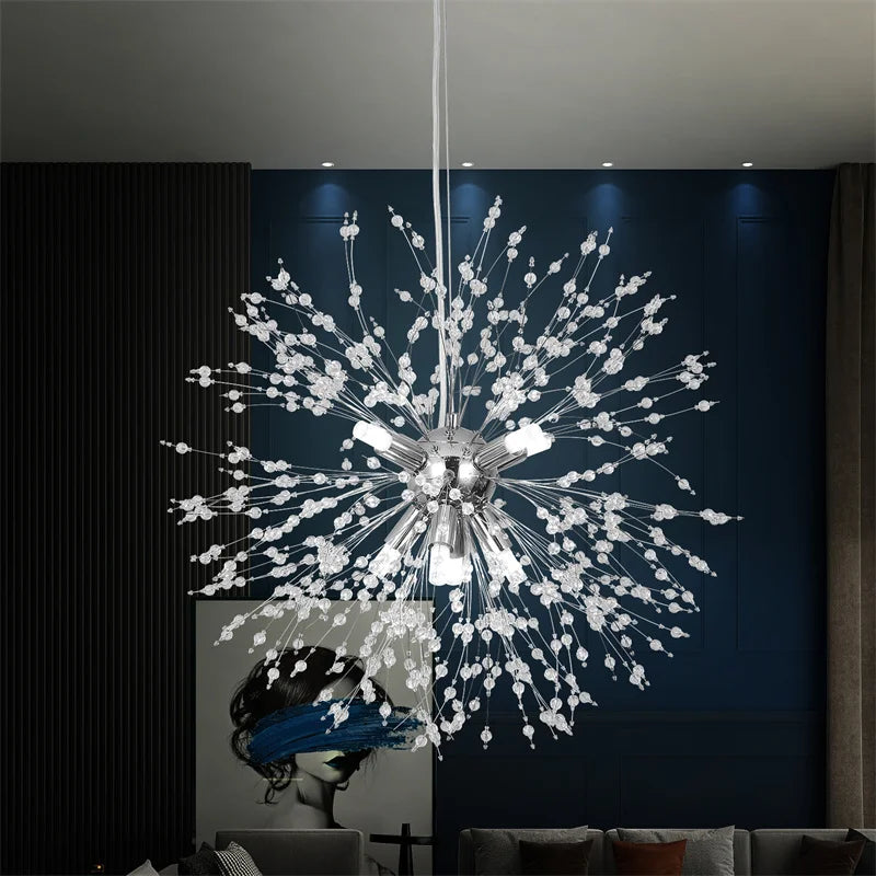 Afralia™ Dandelion Chandelier 8-Light Sputnik Pendant Light Gold/Silver Living Room Fixture