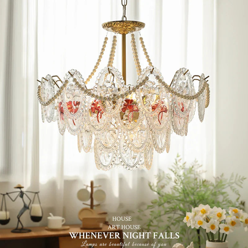 Afralia™ Glass Dining Room Chandelier: Retro French Style for Living & Master Bedroom