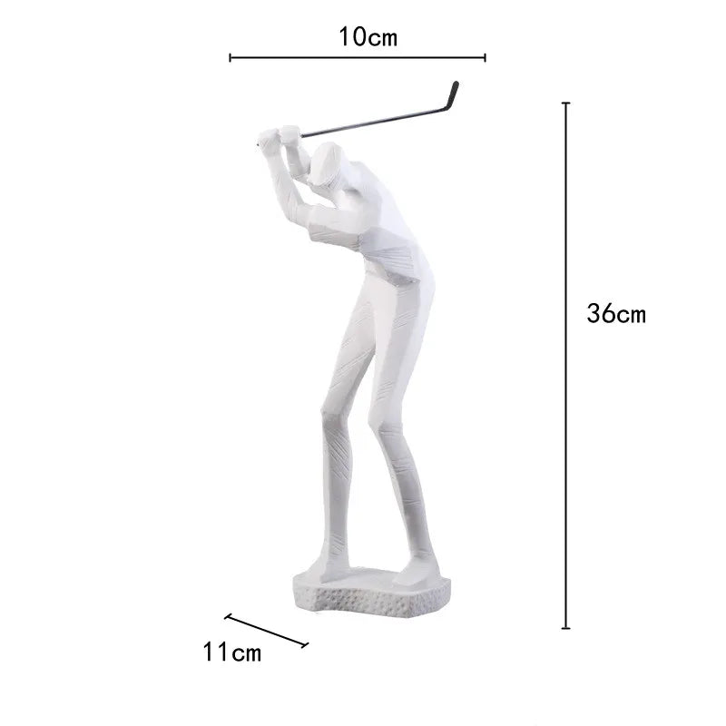 Afralia™ Golf Player Sculpture Abstract Human Body Figure Statue Resin Decor Figurine