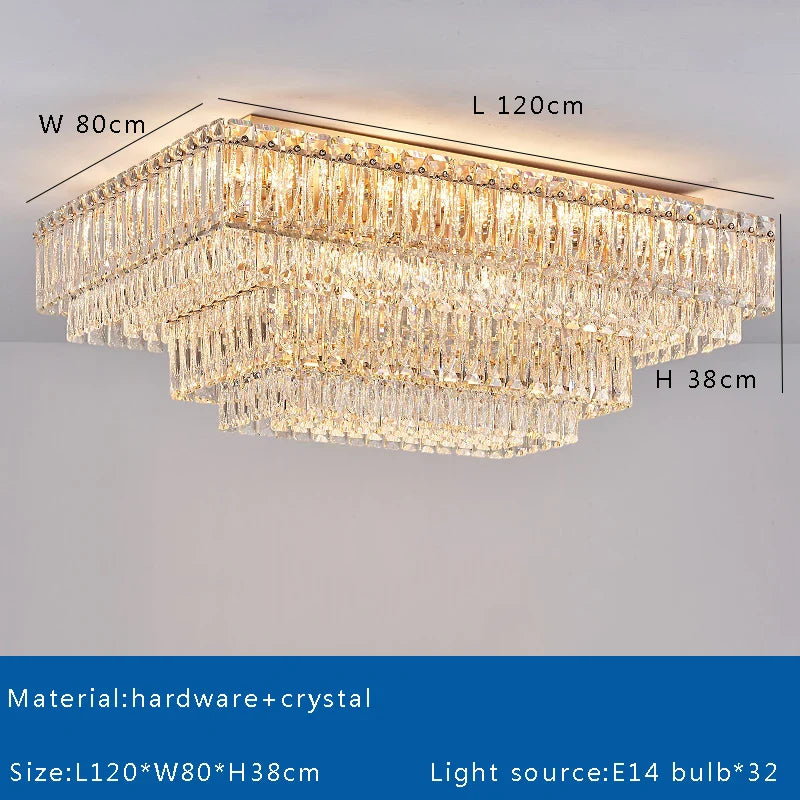 Afralia™ Crystal Round Ceiling Lamp - Nordic Luxury Home Decor Luxe Chandelier