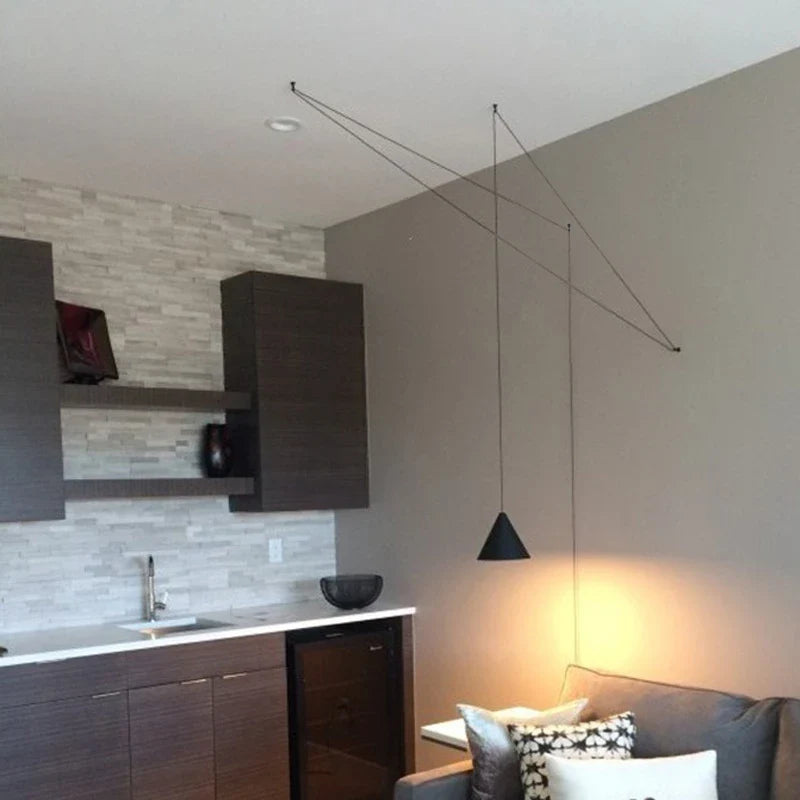 Afralia™ Black LED Pendant Chandelier for Modern Bedroom Dining Room Art Decor
