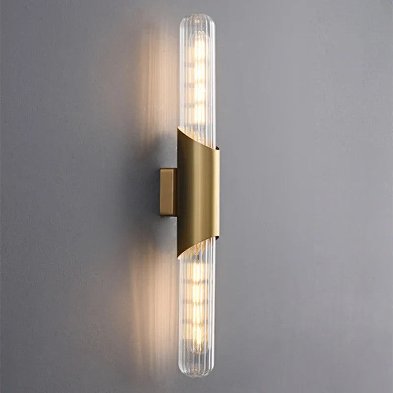 Afralia™ Modern Luxury Glass Wall Light Gold Finish - Elegant Indoor LED Lighting