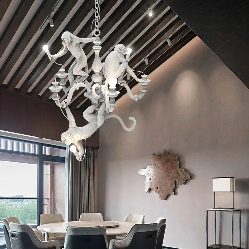 Afralia™ Resin 3 Monkeys Chandeliers: Vintage Loft Replica Pendant Lights by Afralia™