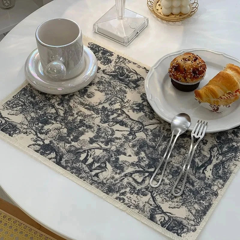 Afralia™ Cotton Linen Place Mat Set - Tableware Cushion for Kitchen Dining