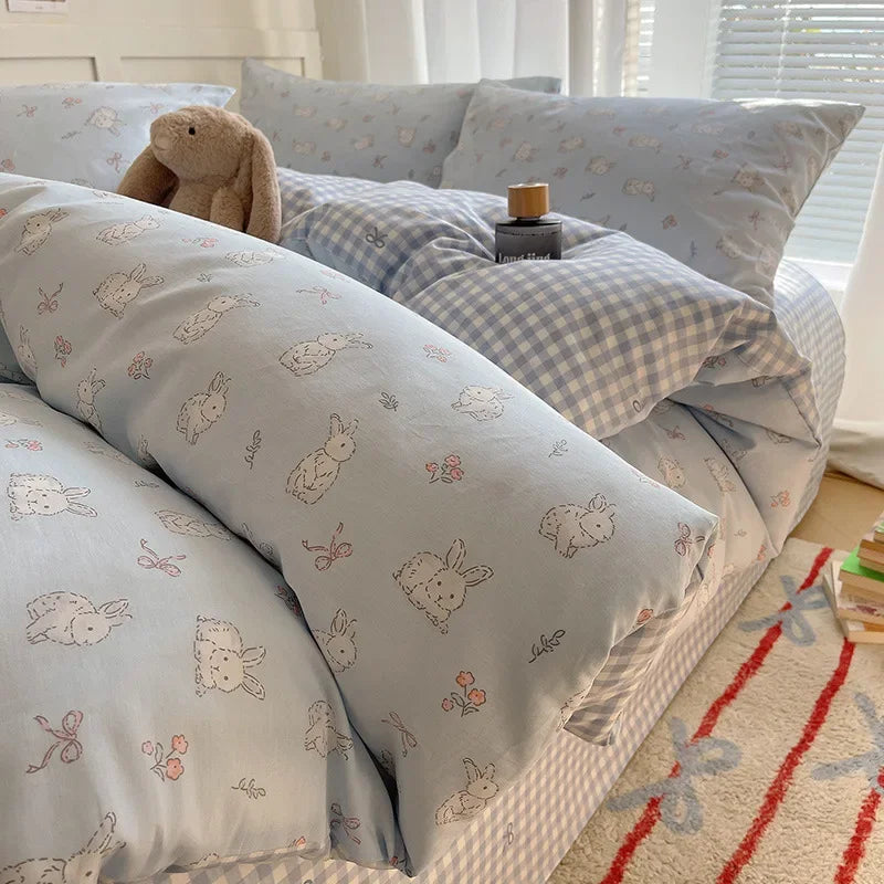 Afralia™ Cartoon Printed Cotton Bedding Set - Soft, Skin-Friendly Duvet Cover