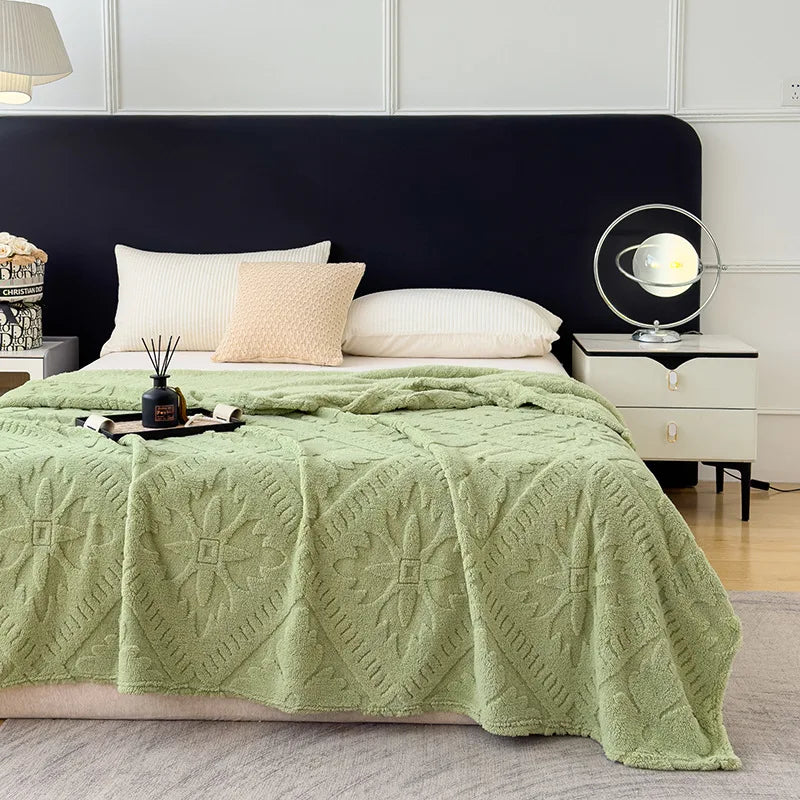 Afralia™ Taffeta Velvet Jacquard Coral Fleece Blanket: Warm, Skin-Friendly, Multi-Functional Sofa Cover