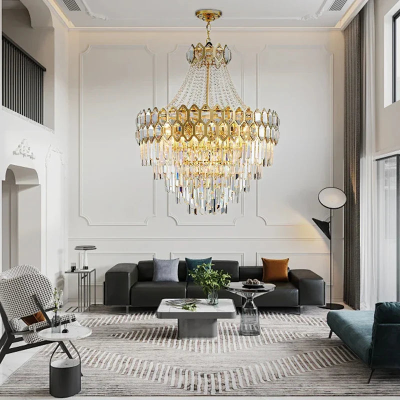 Afralia™ Nordic Gold Crystal Chandelier for Home Decor Living Room Decoration