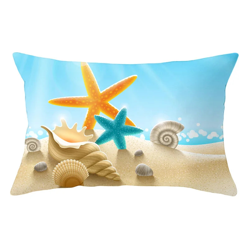 Afralia™ Summer Beach Animal Pillowcase, Blue Ocean World Theme, Sofa Home Decoration