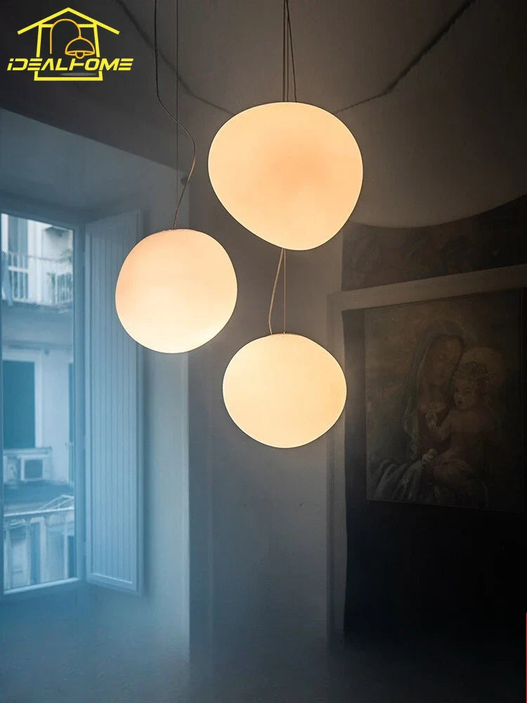 Afralia™ Glass Pebble Pendant Lights LED E27 Minimalist Design for Restaurant, Living Room, Bedroom