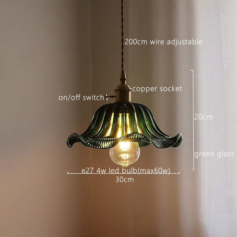 Afralia™ Green Stripe Glass Pendant Lamp Fixture for Home Decor & Kitchen Lighting