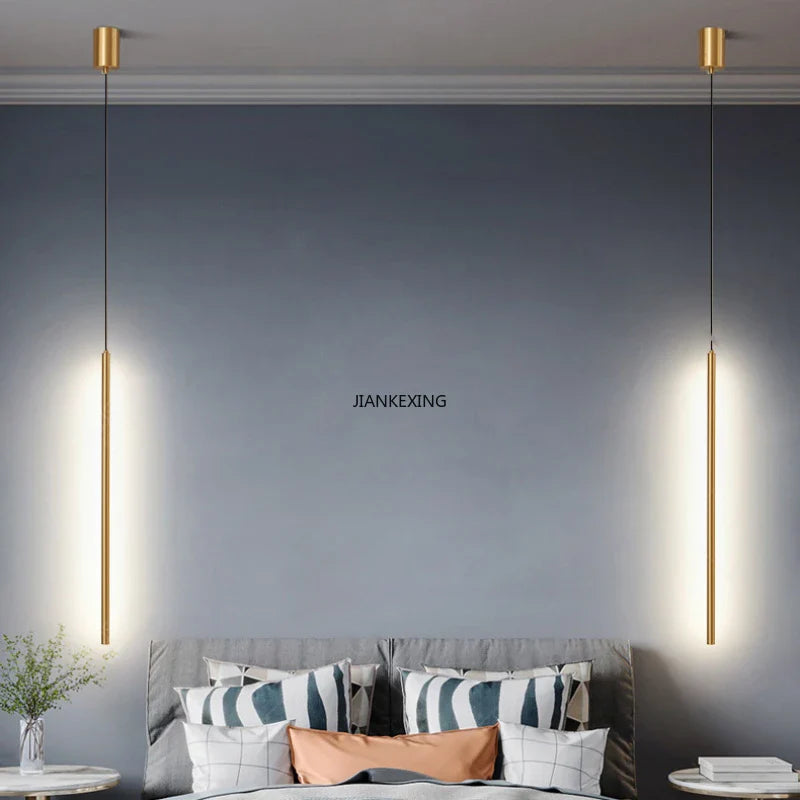 Afralia™ LED Line Chandelier: Nordic Creative Lighting for Living Room & Bedroom