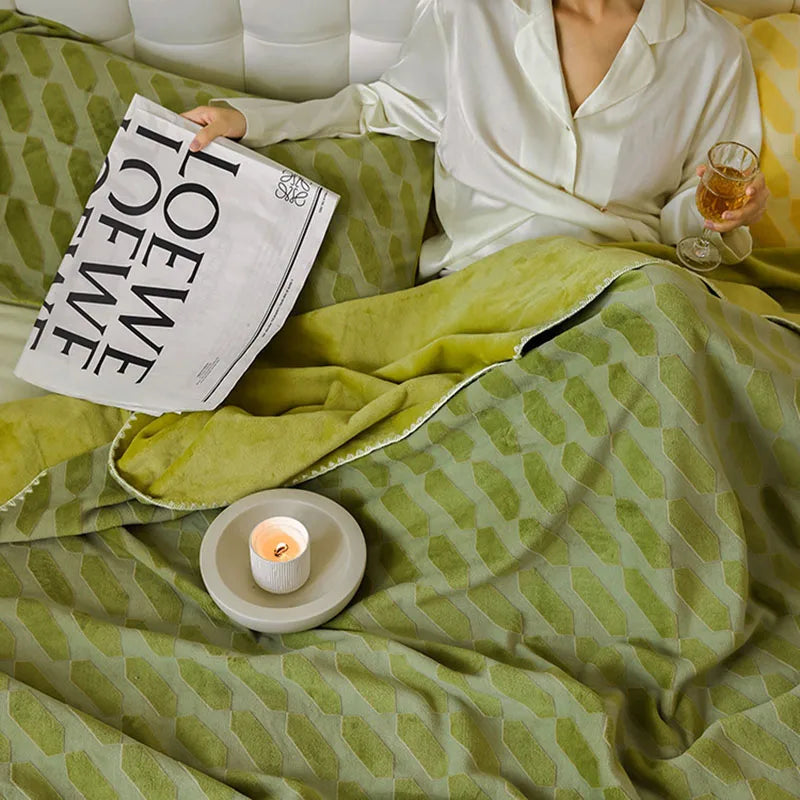 Afralia™ Nordic Jacquard Sheep Fleece Blanket for Single Double Size