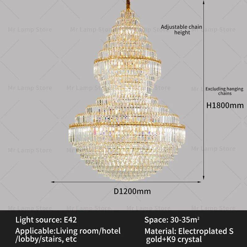 Afralia™ Crystal Chandelier: Modern Duplex Loft & Villa Living Room Lighting