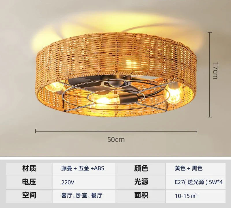 Afralia™ LED Ceiling Fan Retro Light with Remote Control for Living Room-Bedroom-Dining Room