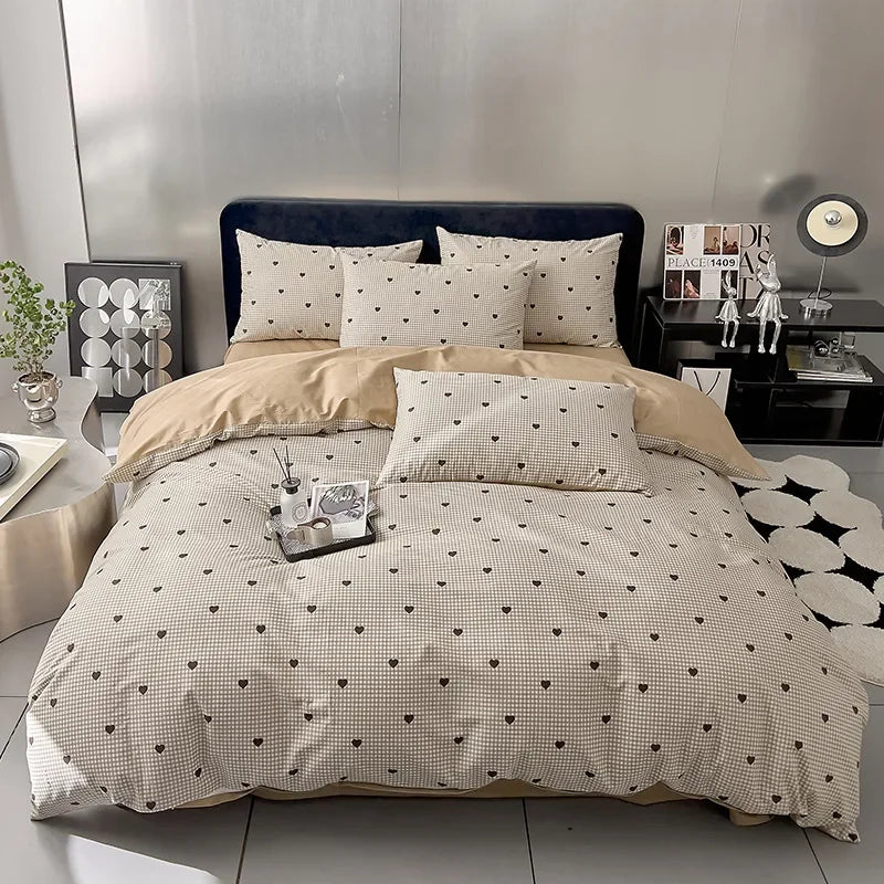 Afralia™ Nordic Grid Cotton Bedding Set - High Quality Comforter Cover Set