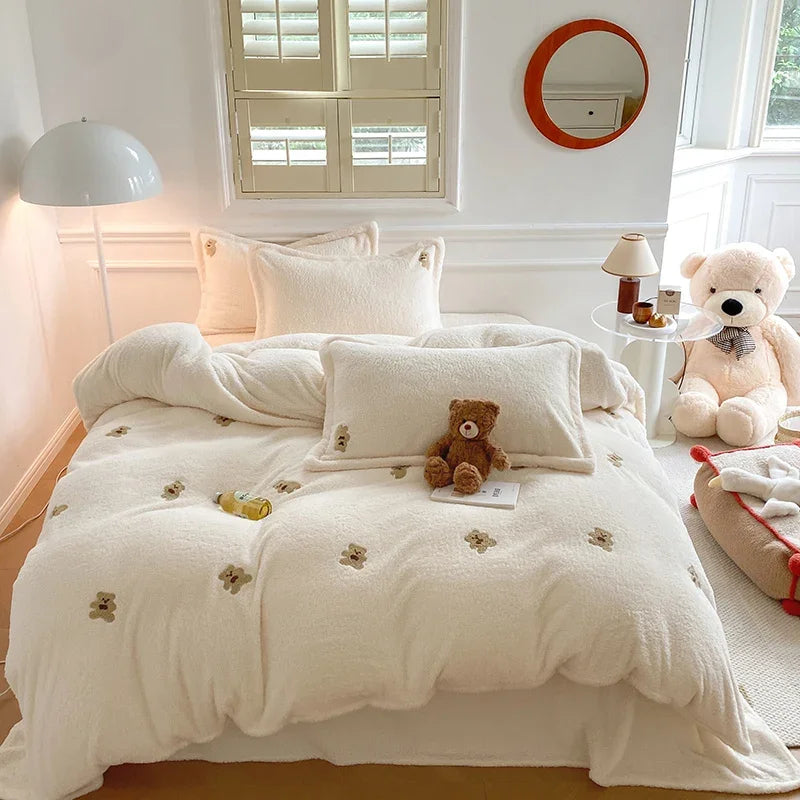 Afralia™ Teddy Velvet Bedding Set for Winter Warmth and High-end Comfort
