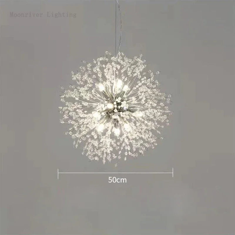 Afralia™ Luxury Crystal Dandelion Chandelier for Modern Living Room, LED Pendant Light